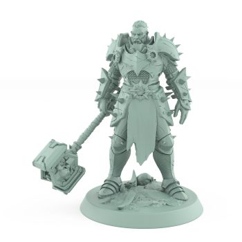standing armored fantasy warrior with warhammer and spiked armor from unchained collection