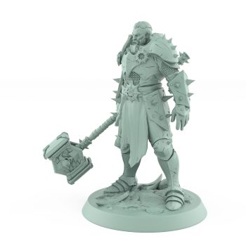 standing armored fantasy warrior with warhammer and spiked armor from unchained collection