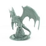 dragon perched on stone ruins with massive wings and detailed scales