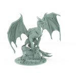 dragon perched on stone ruins with massive wings and detailed scales