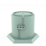 fuel depot terrain resin 3d printed industrial tank with ladder and hex base