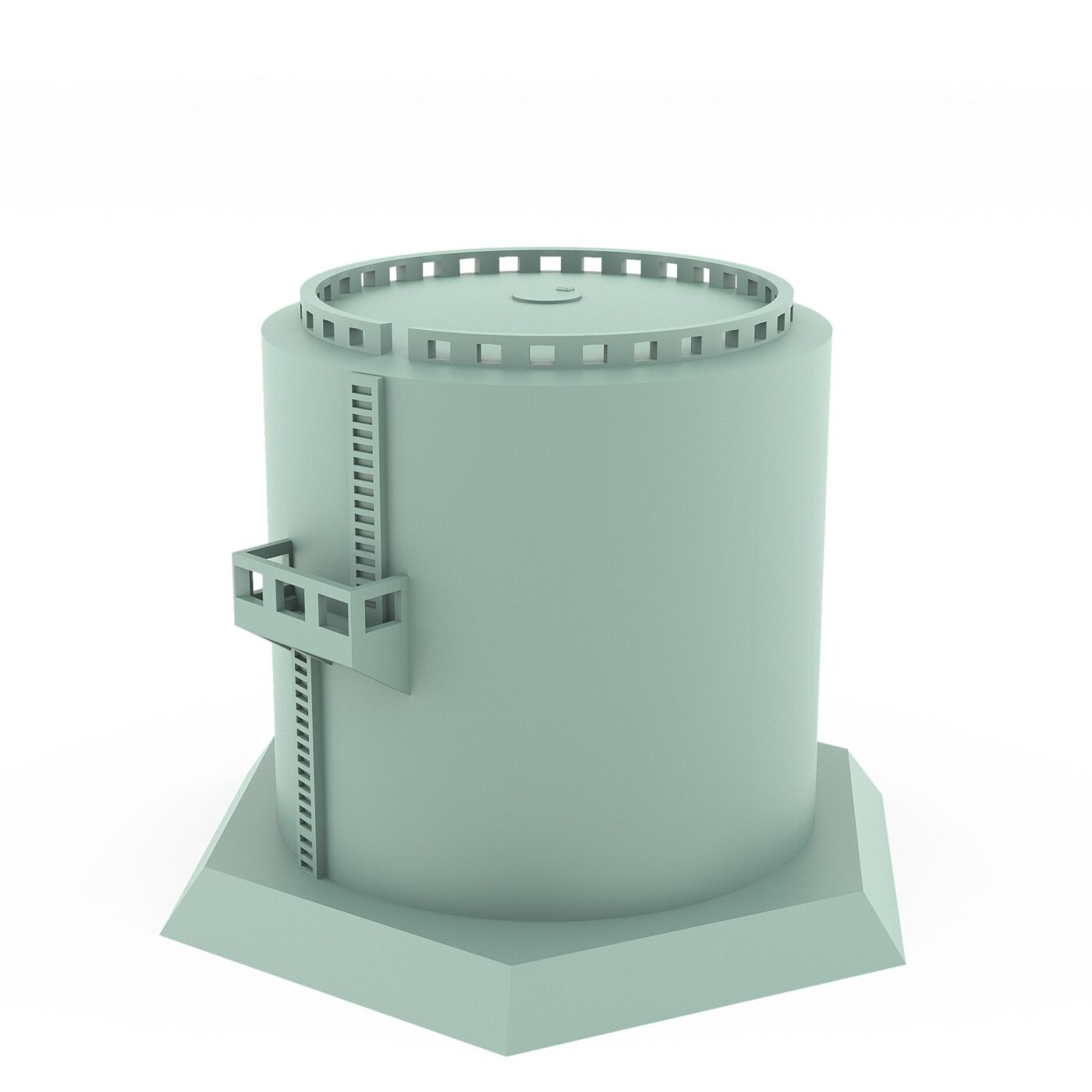 fuel depot terrain resin 3d printed industrial tank with ladder and hex base