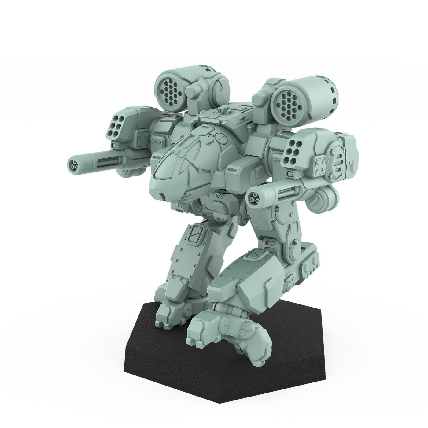 Ebon Jaguar C mech miniature with rotary cannons and missile pods