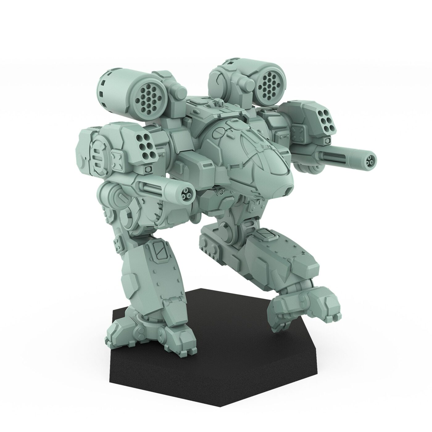 Ebon Jaguar C mech miniature with rotary cannons and missile pods