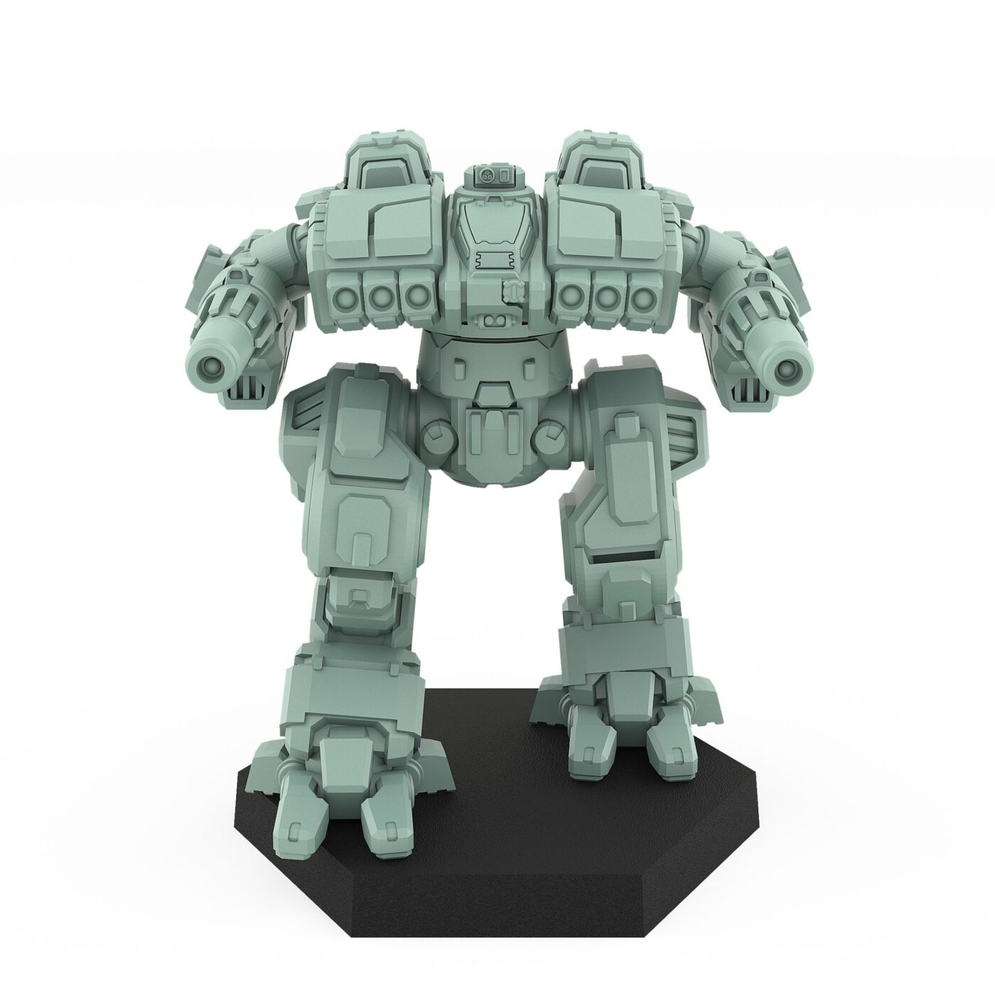 Penya assault mech with autocannons and missile pods