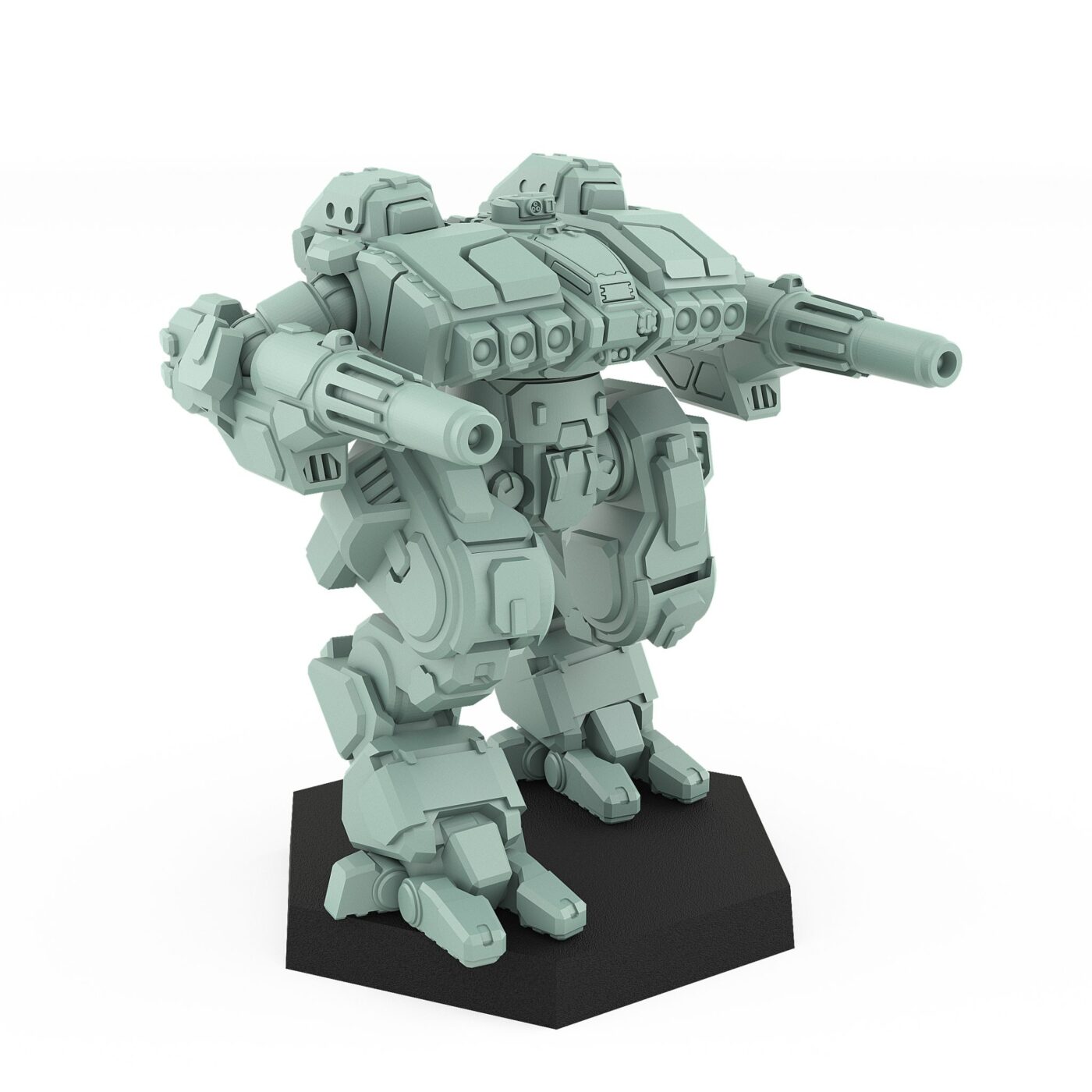 Penya assault mech with autocannons and missile pods