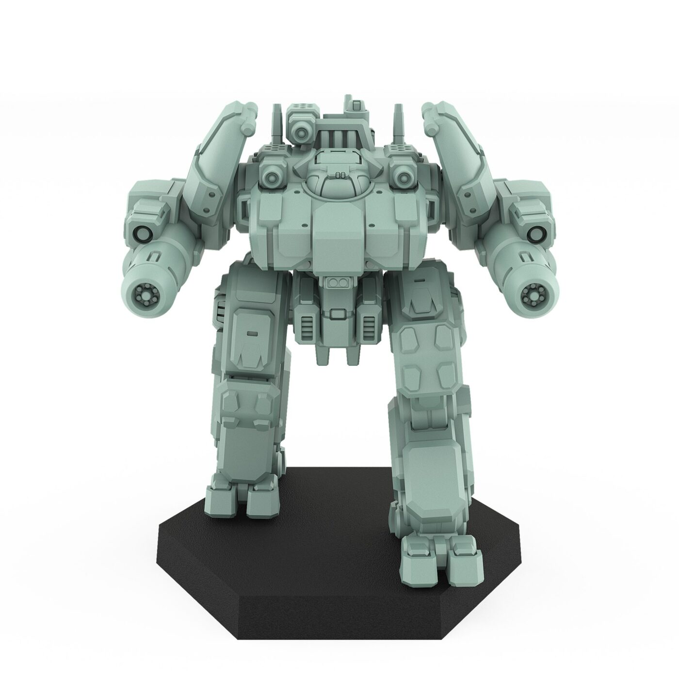 Lamt medium battle mech with dual heavy cannons and armored plating