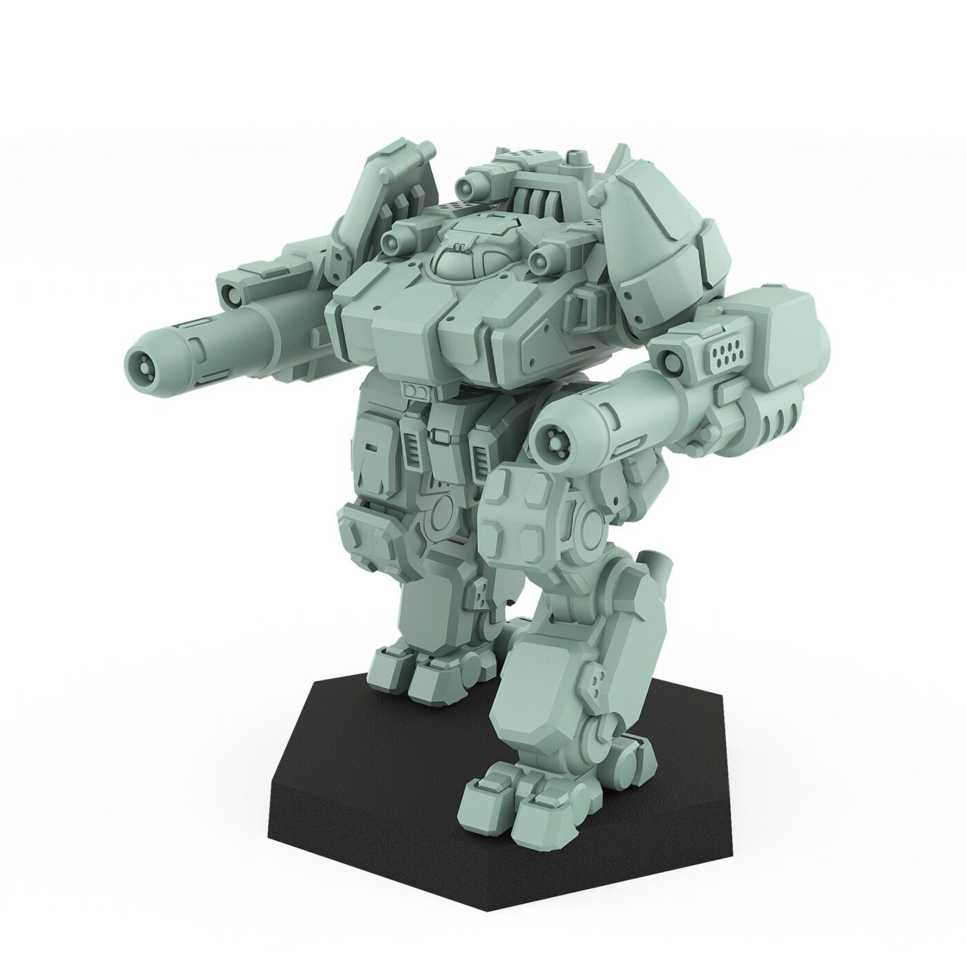 Lamt medium battle mech with dual heavy cannons and armored plating