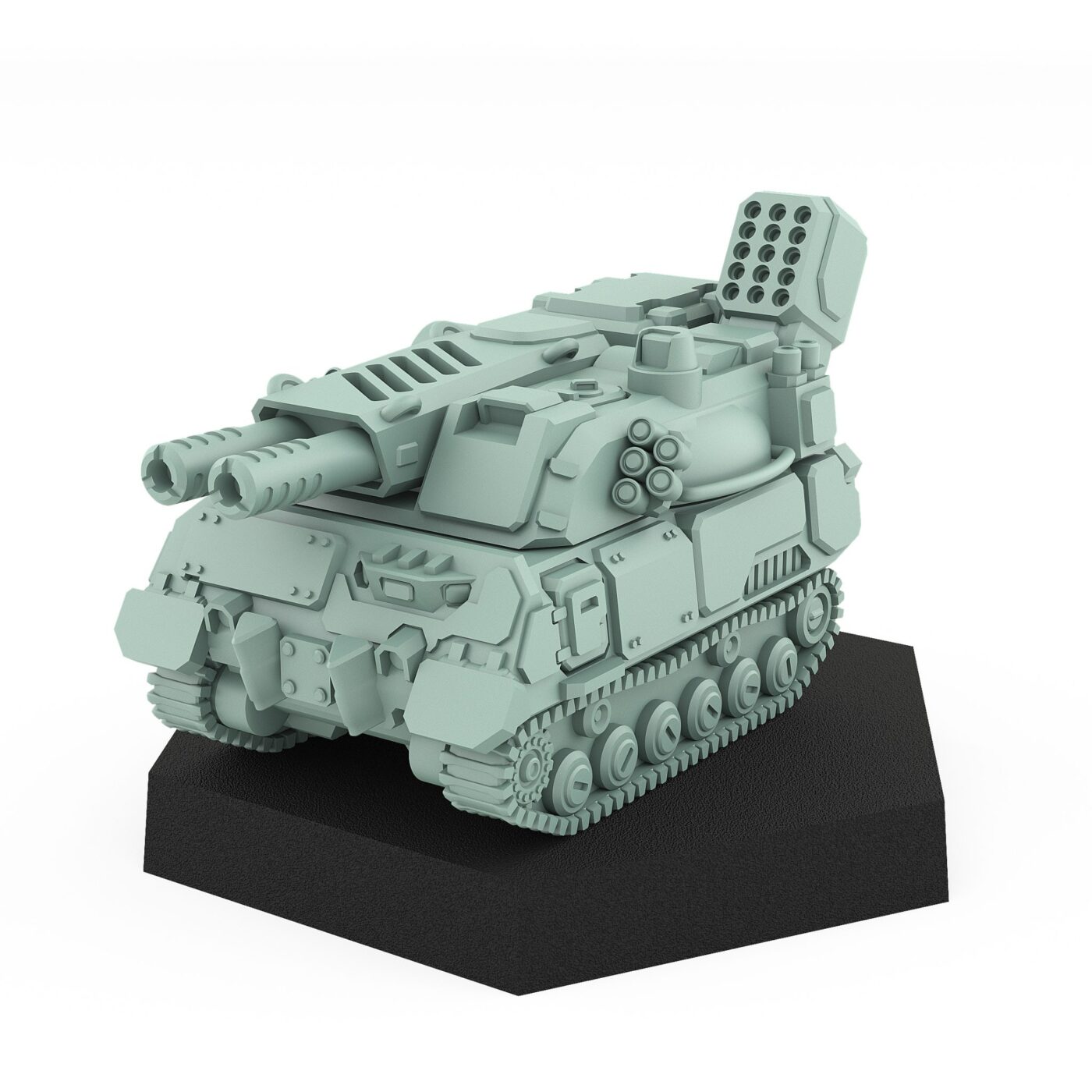 Nesun Ballistic tracked artillery tank with dual cannons and missile launcher