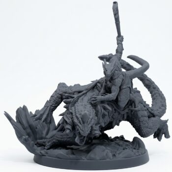 Arekari Spinedrake C - Gray Resin 3D Printed Miniature
