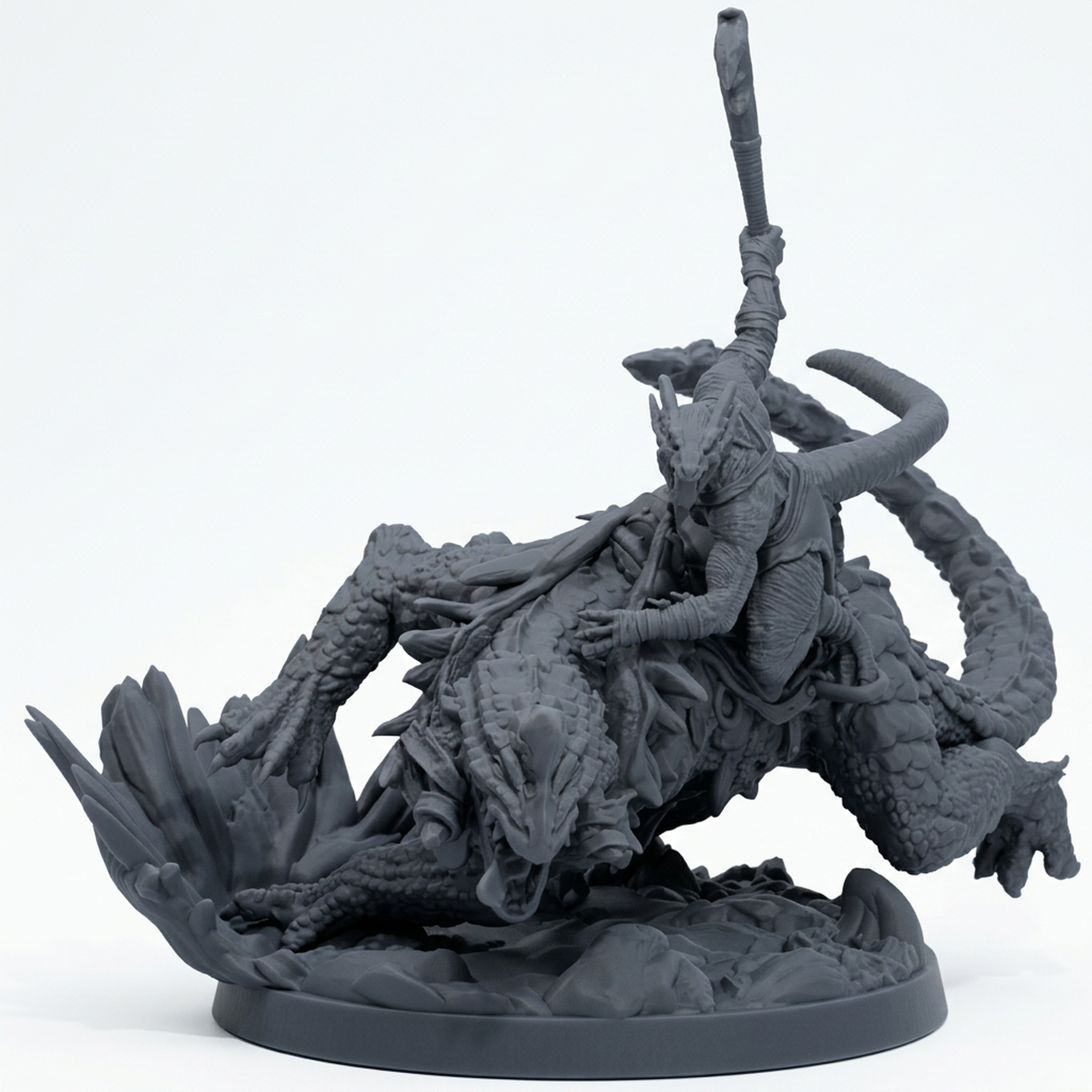 Arekari Spinedrake C - Gray Resin 3D Printed Miniature