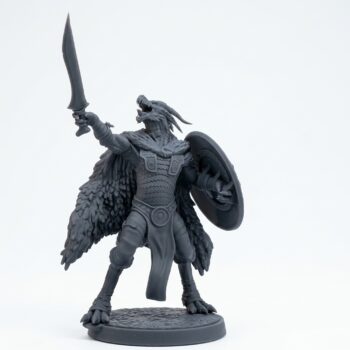 Arrekro Drakkling Warleader - Gray Resin 3D Printed Miniature