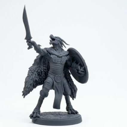 Arrekro Drakkling Warleader - Gray Resin 3D Printed Miniature