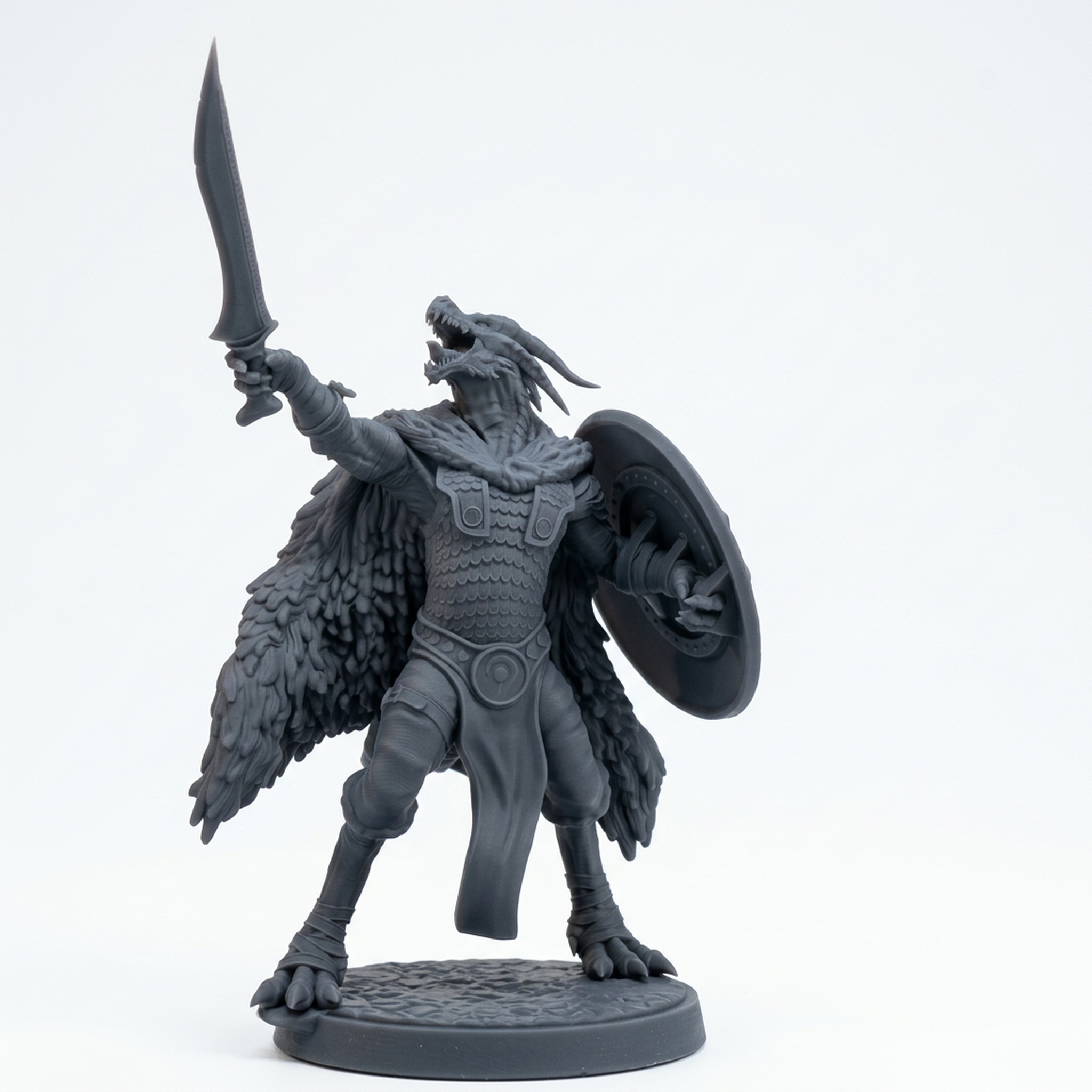 Arrekro Drakkling Warleader - Gray Resin 3D Printed Miniature