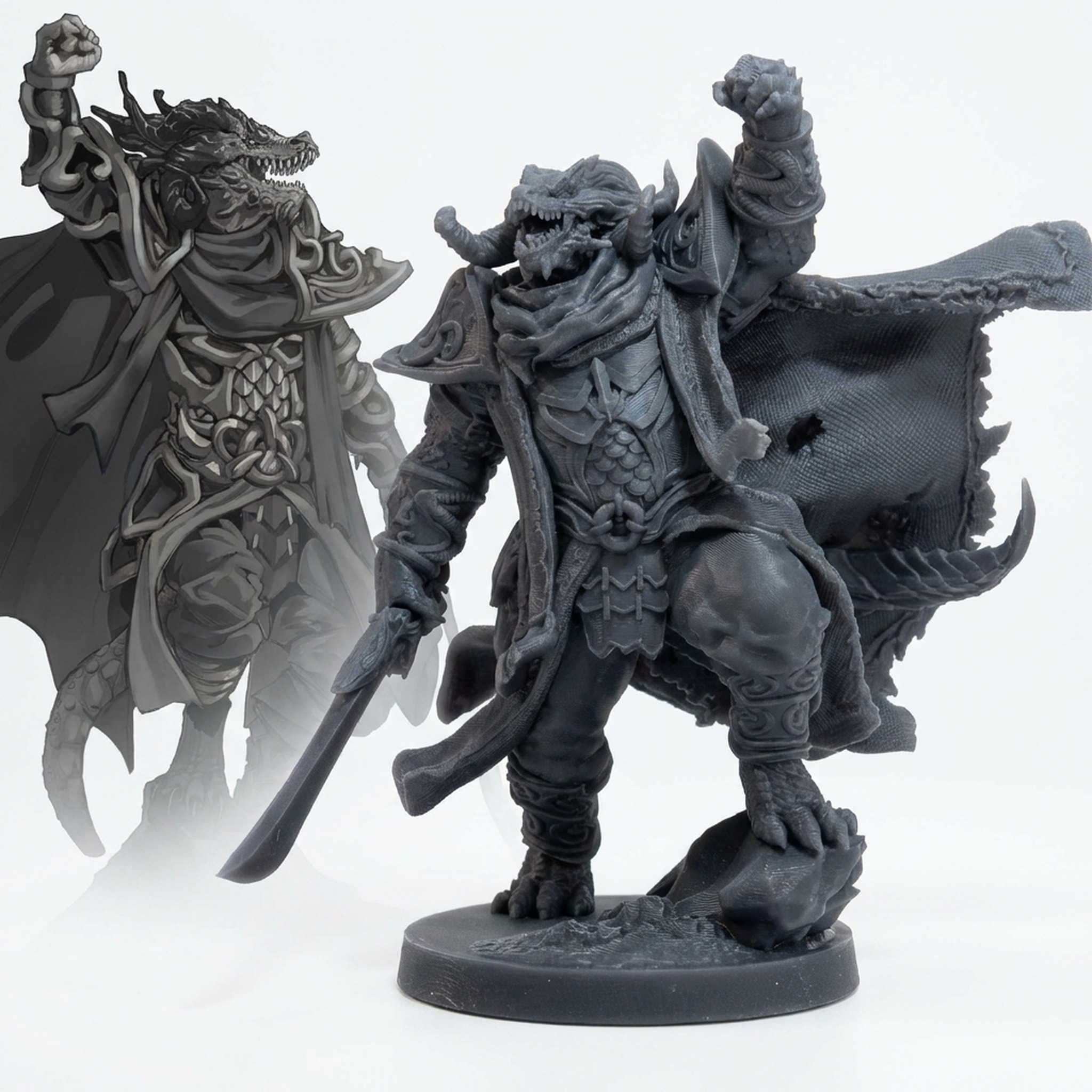 Ataryon Exemplar Paladin - Gray Resin 3D Printed Miniature