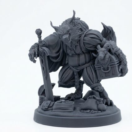 Big Bad Wulfgar - Gray Resin 3D Printed Miniature