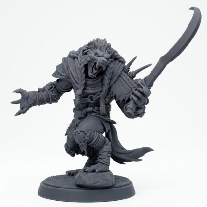 Boneyard Gnoll B - Gray Resin 3D Printed Miniature