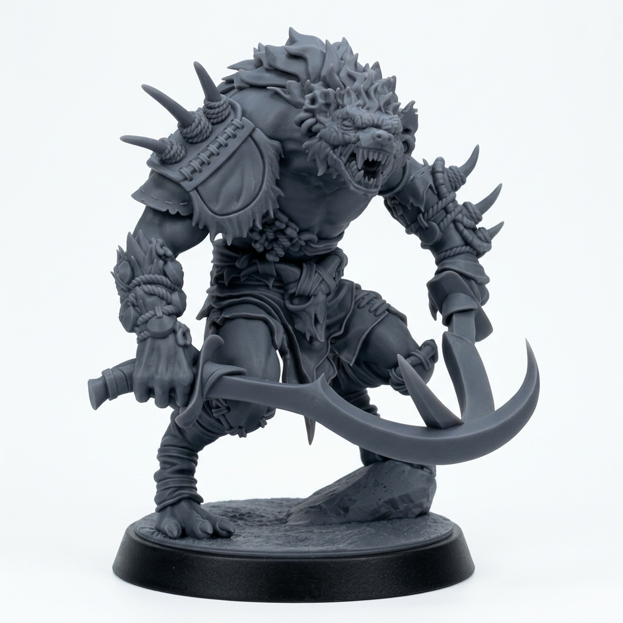 Boneyard Gnoll C - Gray Resin 3D Printed Miniature