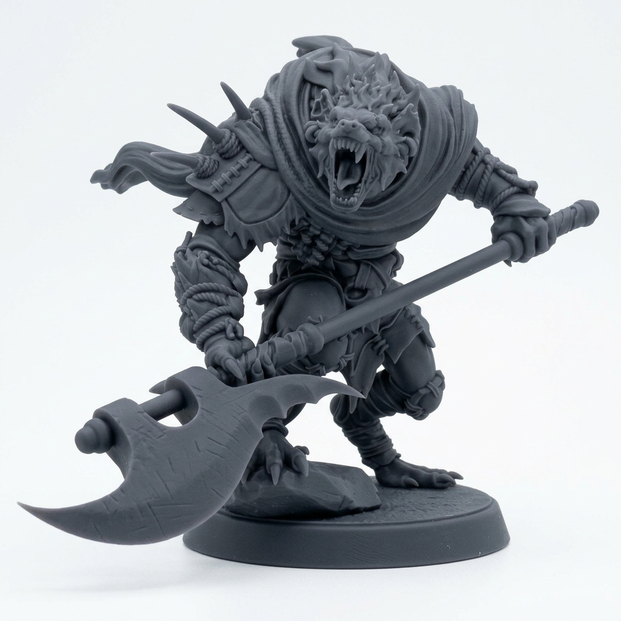 Boneyard Gnoll D - Gray Resin 3D Printed Miniature