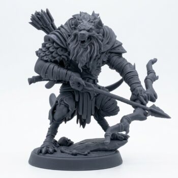 Boneyard Gnoll Packmaster - Gray Resin 3D Printed Miniature