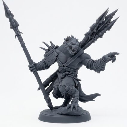 Boneyard Gnoll Stalker - Gray Resin 3D Printed Miniature