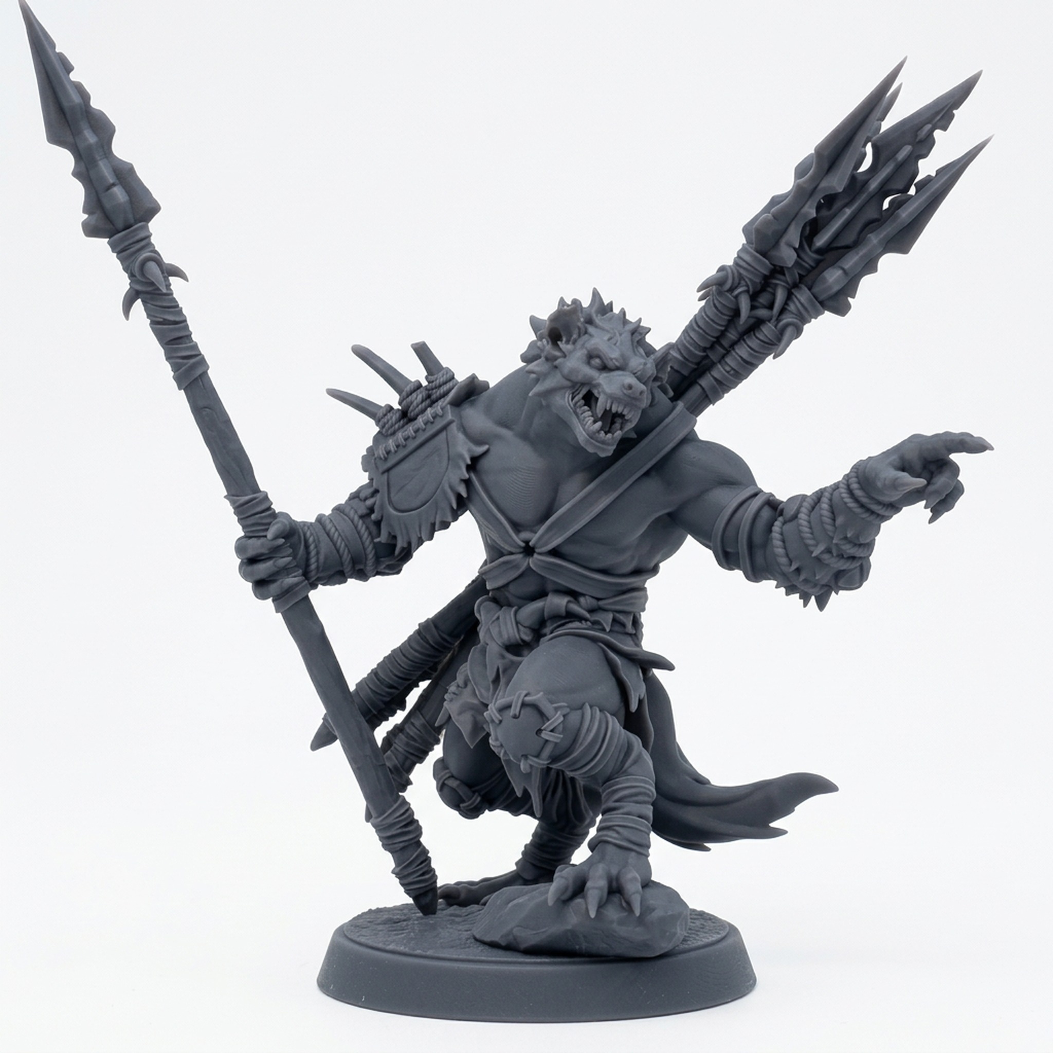 Boneyard Gnoll Stalker - Gray Resin 3D Printed Miniature