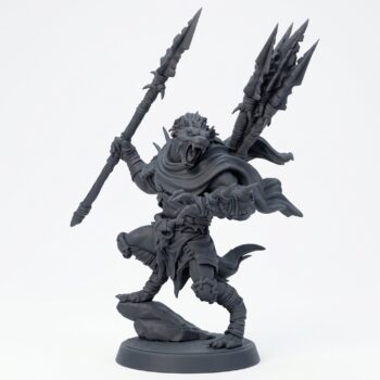 Boneyard Gnoll Stalker - Gray Resin 3D Printed Miniature