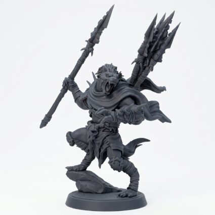 Boneyard Gnoll Stalker - Gray Resin 3D Printed Miniature