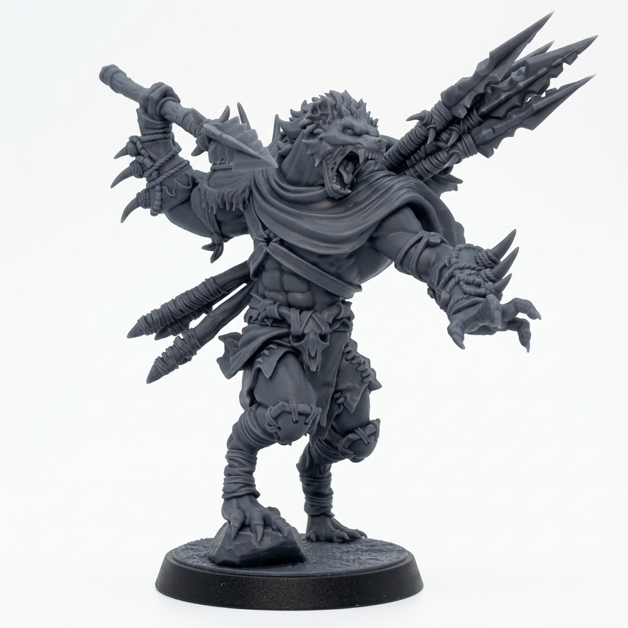 Boneyard Gnoll Stalker C - Gray Resin 3D Printed Miniature