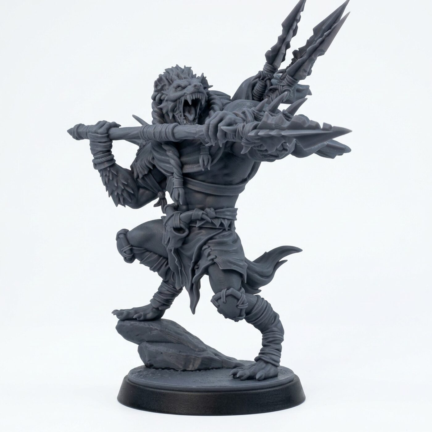 Boneyard Gnoll Stalker D - Gray Resin 3D Printed Miniature