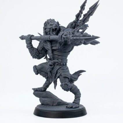 Boneyard Gnoll Stalker D - Gray Resin 3D Printed Miniature