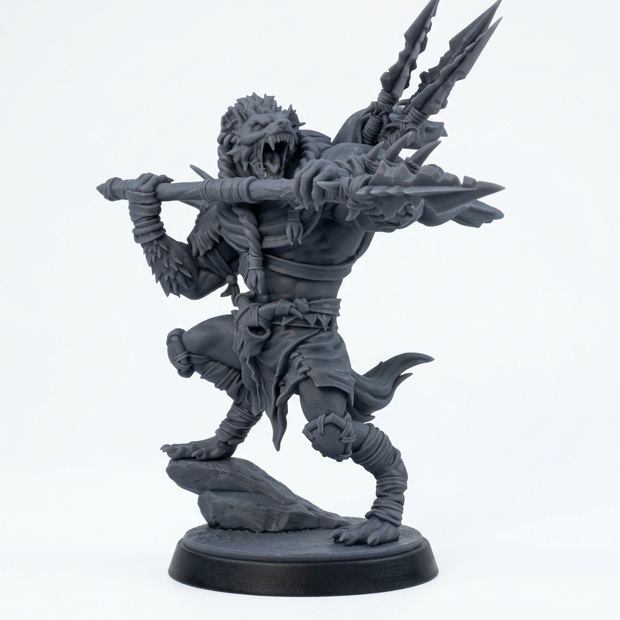 Boneyard Gnoll Stalker D - Gray Resin 3D Printed Miniature