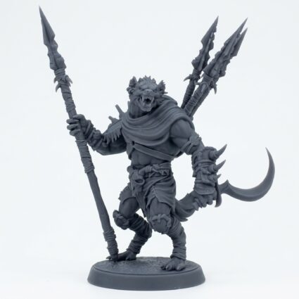 Gnoll Stalker E - Gray Resin 3D Printed Miniature
