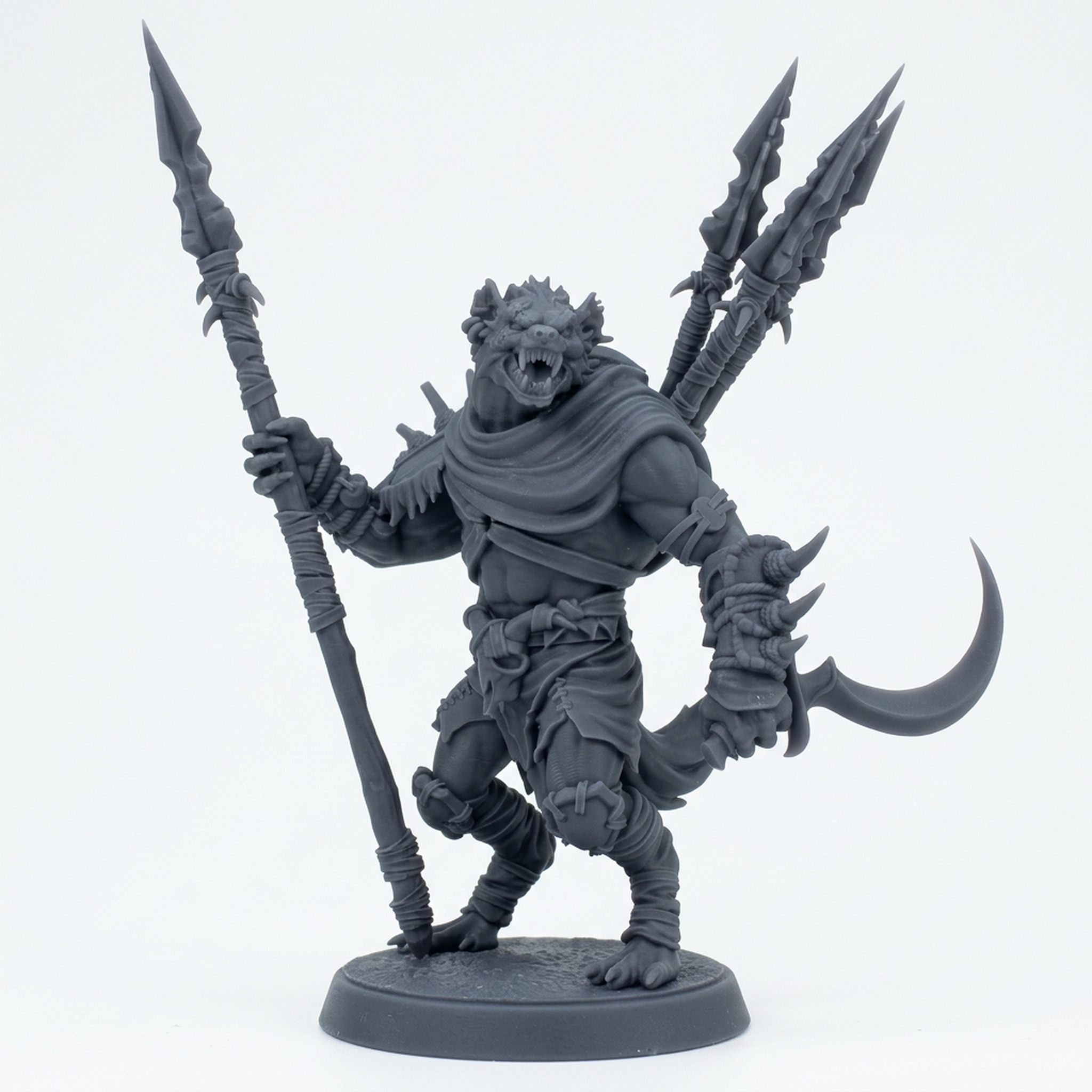 Gnoll Stalker E - Gray Resin 3D Printed Miniature