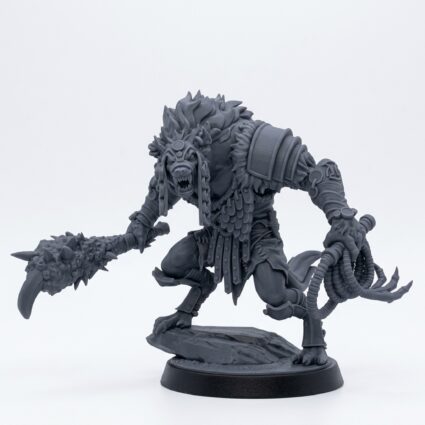 Boneyard Gnoll Taskmaster - Gray Resin 3D Printed Miniature