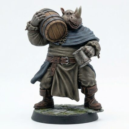 Rhinofolk Barkeep - Painted 3D Printed Miniature