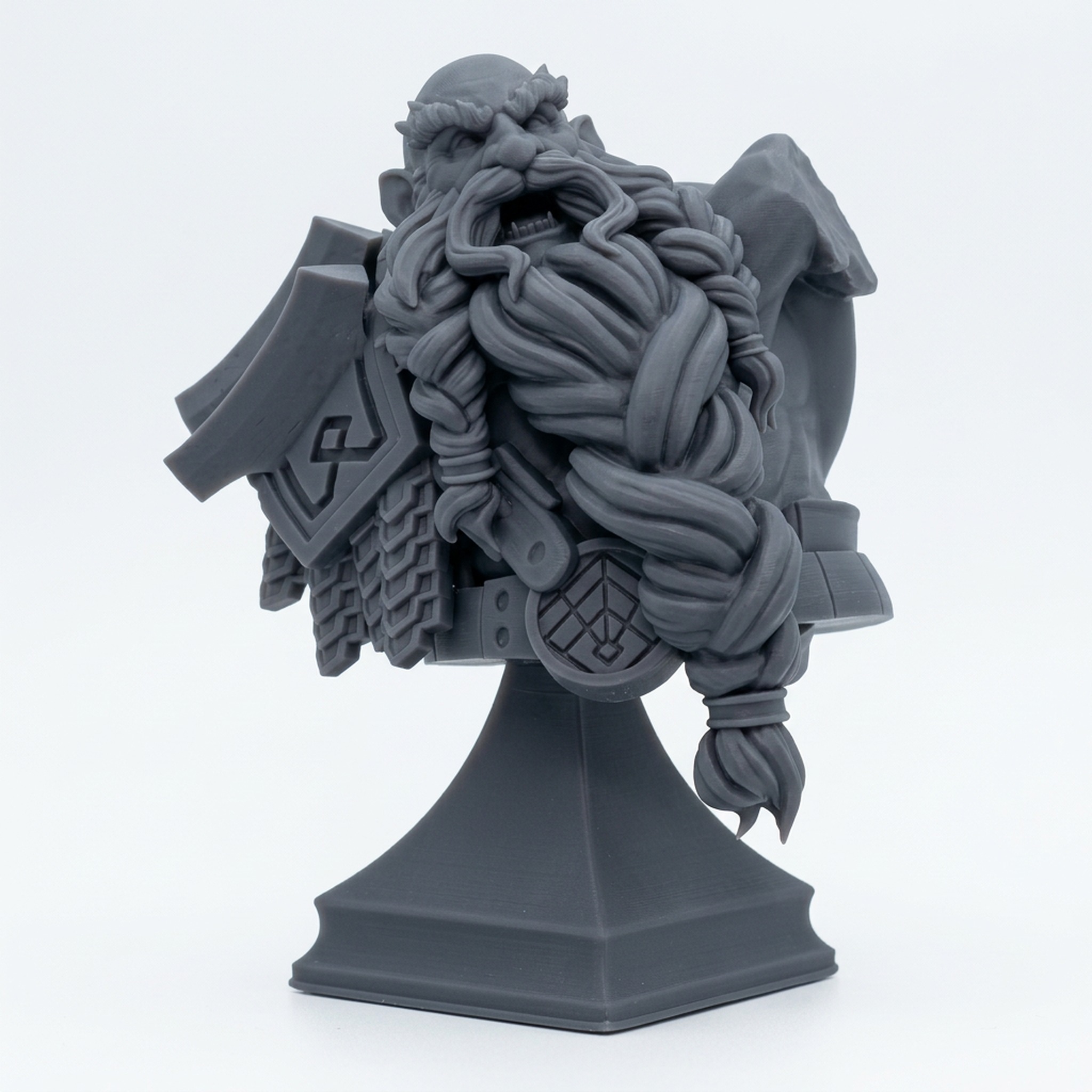 Firepeak Dwarf Bust - Gray Resin 3D Printed Miniature