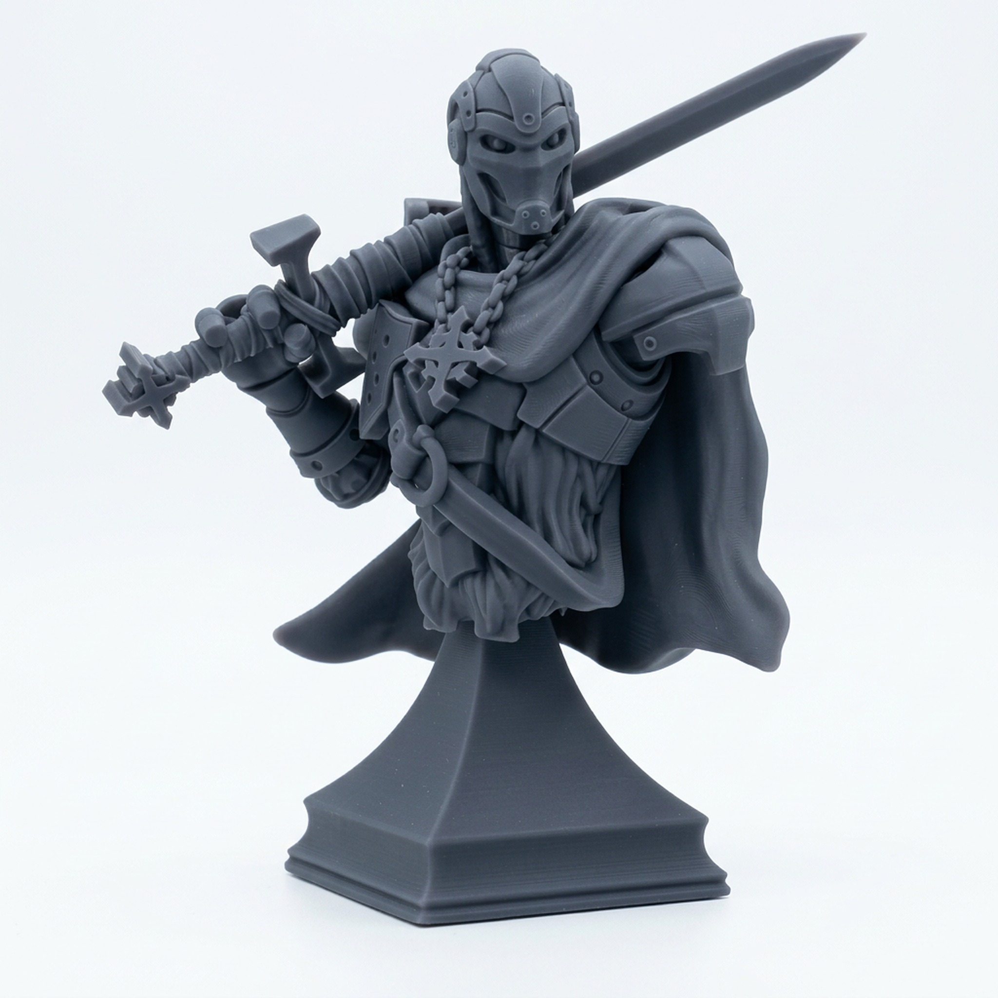 Bust Forgeborn Templar - Gray Resin 3D Printed Miniature
