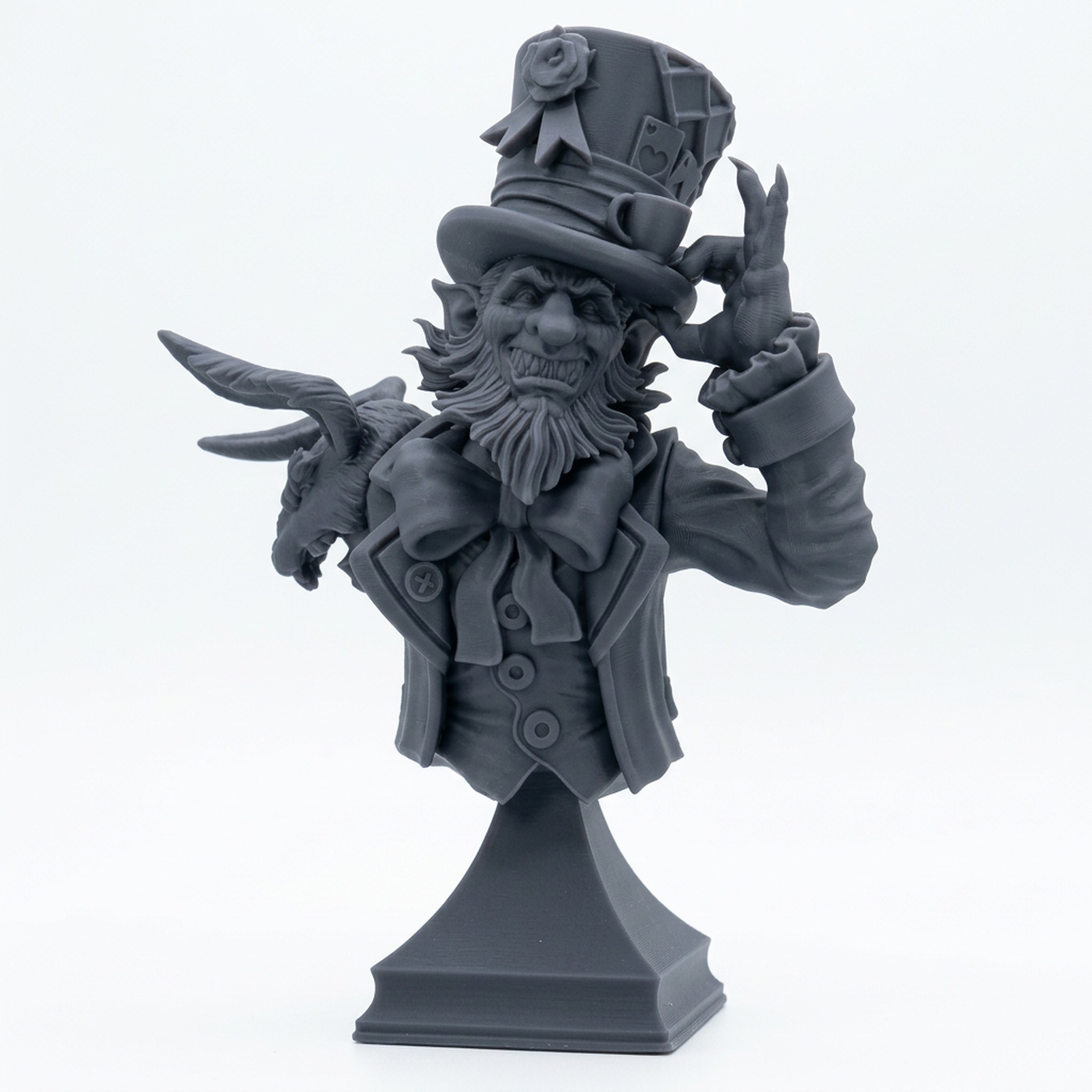 Bust Mr Fancyhat - Gray Resin 3D Printed Miniature