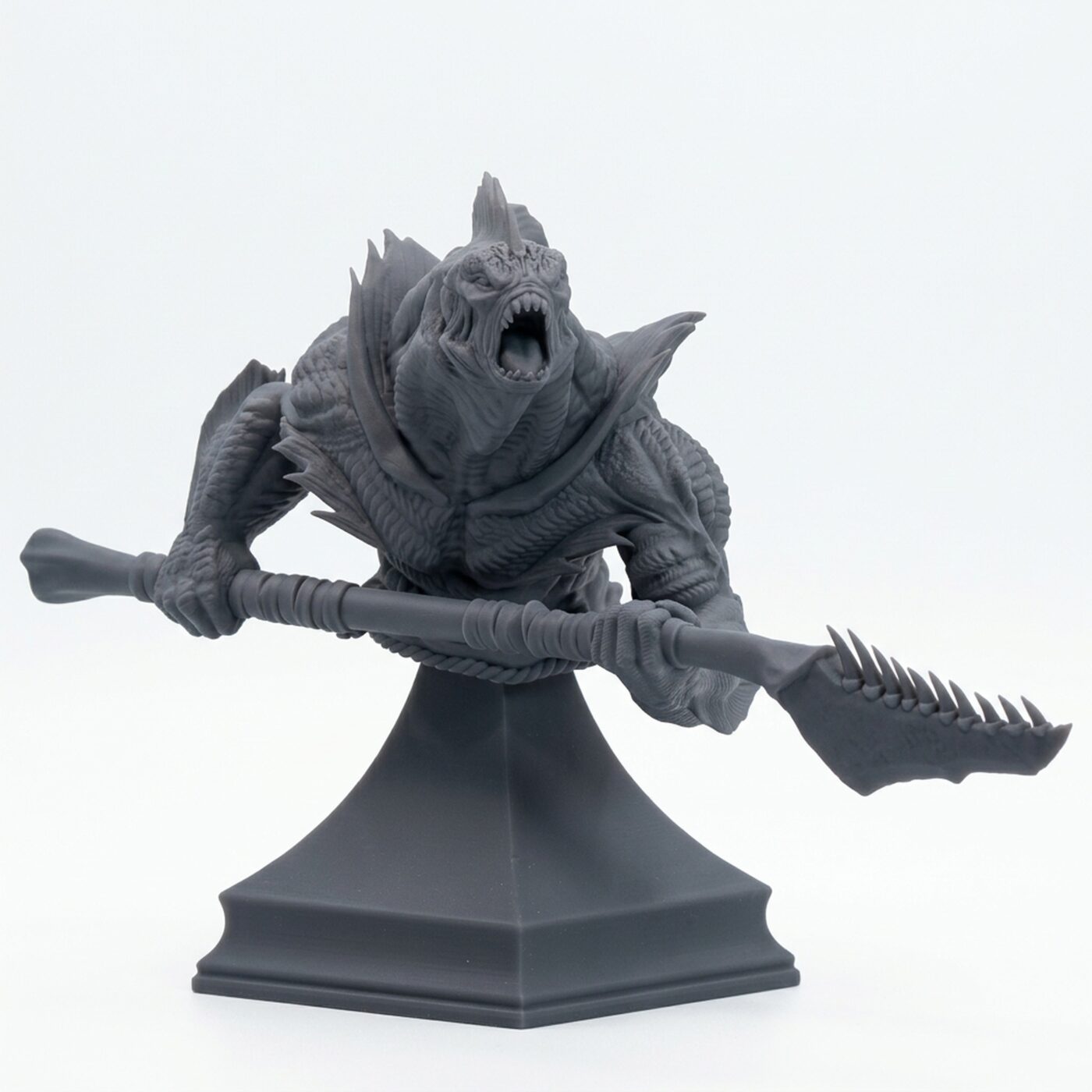 Sahuagin Warrior Bust - Gray Resin 3D Printed Miniature