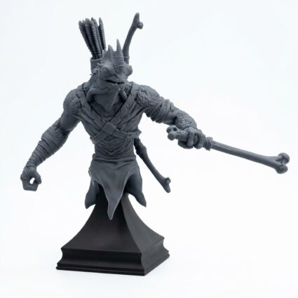 BUST Saurian Skirmisher 1 - Saurian Isles - Mammoth Factory - Gray Resin 3D Printed Miniature
