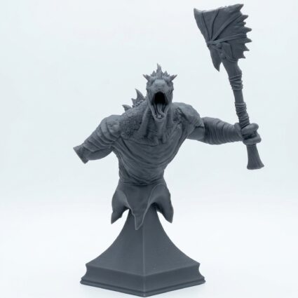 Saurian Warrior 3 Bust - Saurian Isles - Mammoth Factory - Gray Resin 3D Printed Miniature