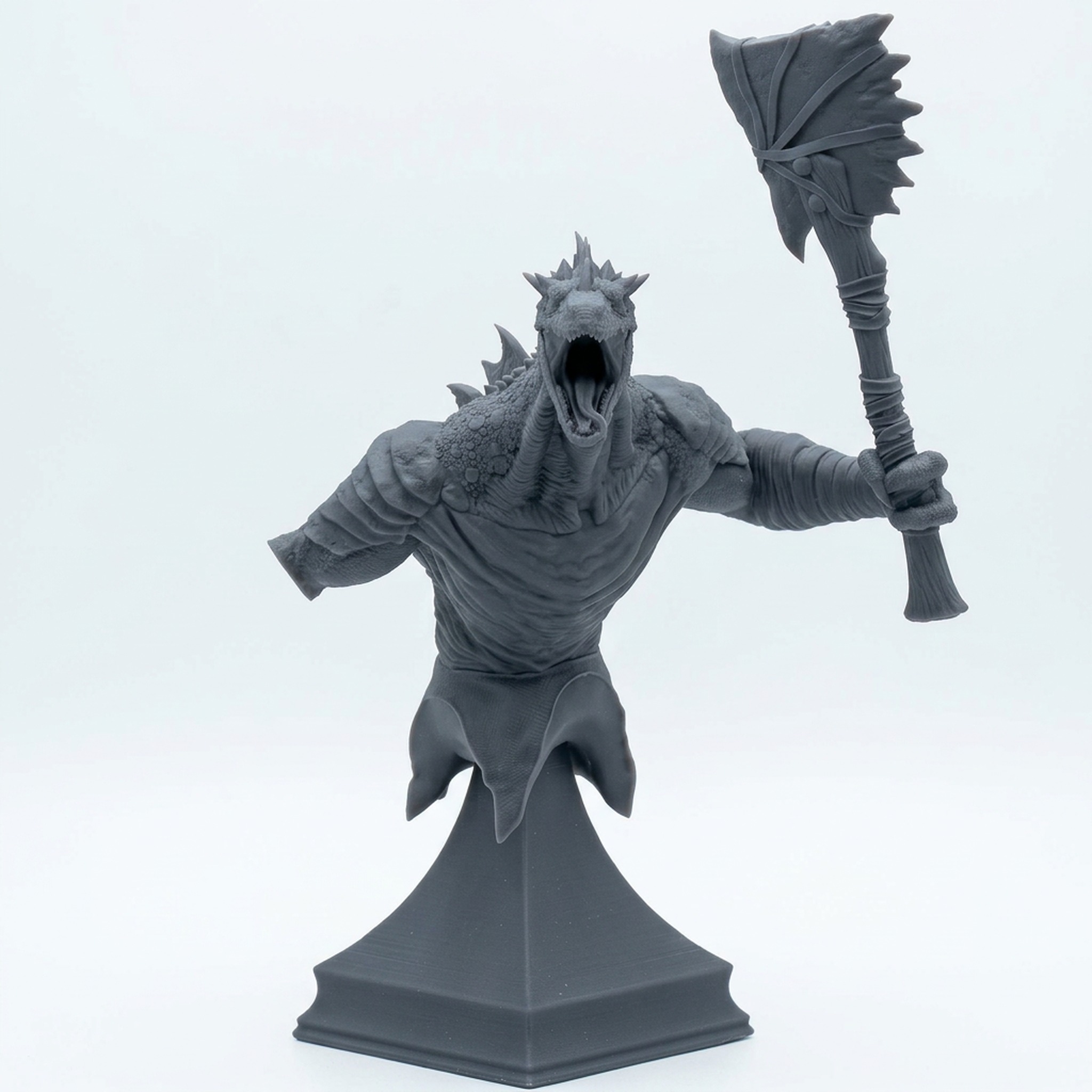 Saurian Warrior 3 Bust - Saurian Isles - Mammoth Factory - Gray Resin 3D Printed Miniature