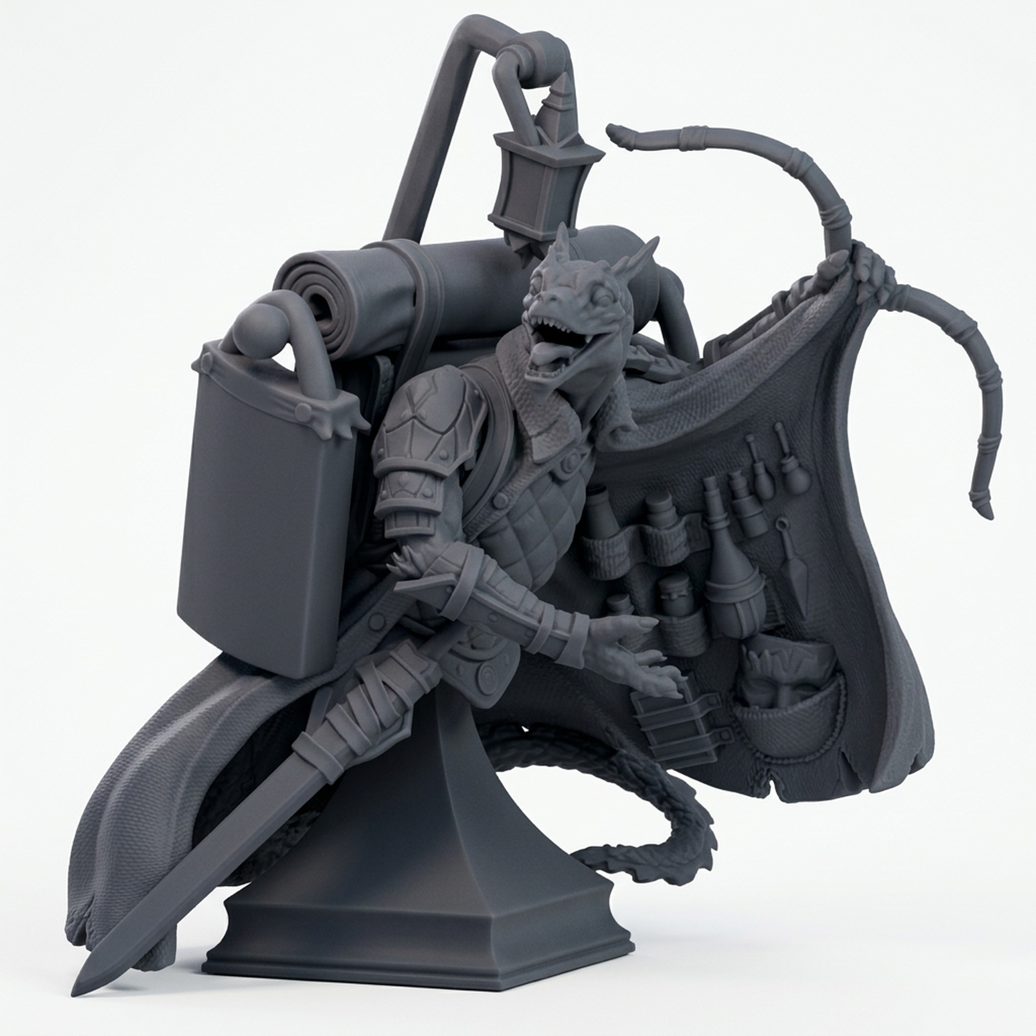 Vengux Kobold Merchant - Gray Resin 3D Printed Miniature