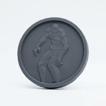 Skull / Zombie Coin - Gray Resin 3D Printed Miniature
