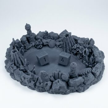 Coral Dice Tray - Gray Resin 3D Printed Miniature