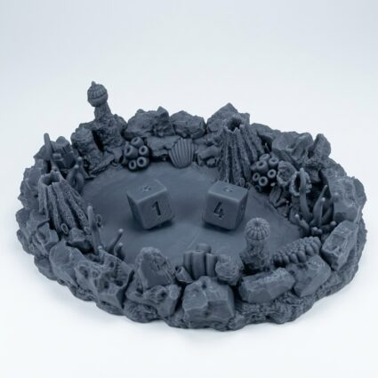 Coral Dice Tray - Gray Resin 3D Printed Miniature