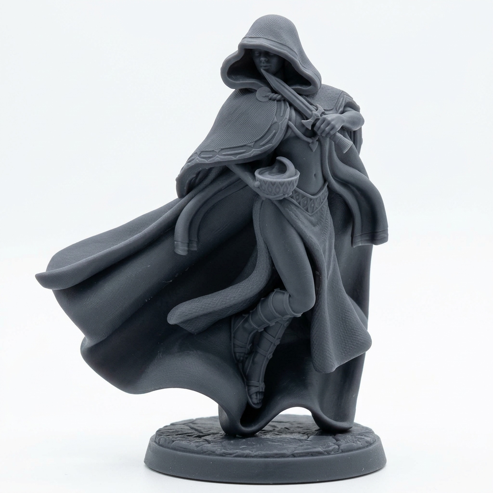 Dark Maiden A - Gray Resin 3D Printed Miniature