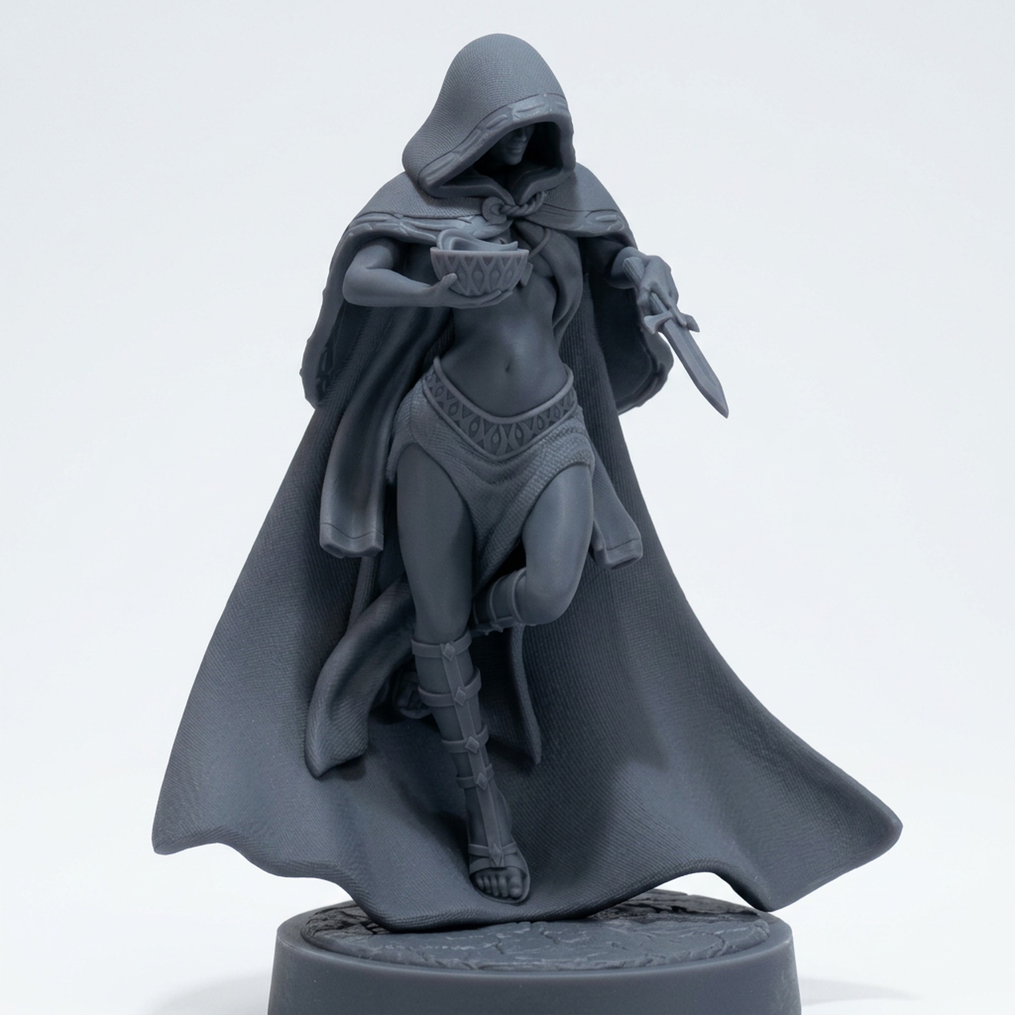 Dark Maiden C - Gray Resin 3D Printed Miniature