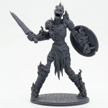 Death Bound Thrall 8 Fire - Gray Resin 3D Printed Miniature